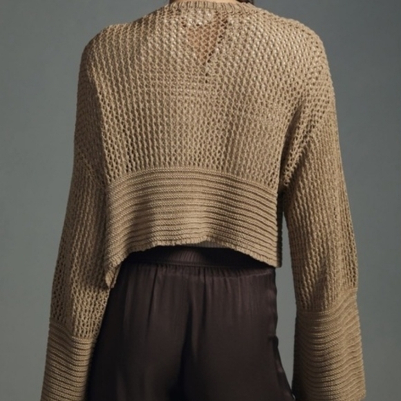 Anthropologie Juillet Cropped Cardigan Sweater With open-knit design - Picture 5 of 6